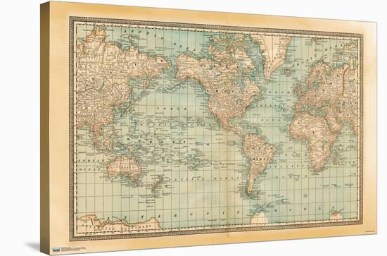 Map - Rustic-Trends International-Stretched Canvas