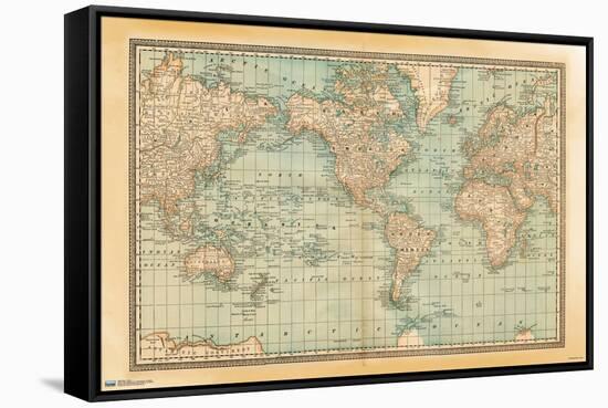 Map - Rustic-Trends International-Framed Stretched Canvas