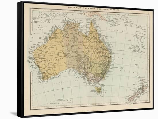 Map Showing Australia Tasmania New Zealand and Neighbouring Islands-null-Framed Stretched Canvas