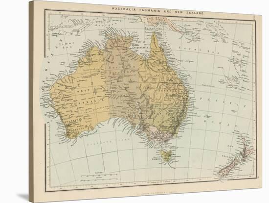 Map Showing Australia Tasmania New Zealand and Neighbouring Islands-null-Stretched Canvas