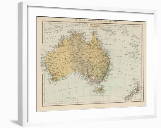 Map Showing Australia Tasmania New Zealand and Neighbouring Islands-null-Framed Photographic Print