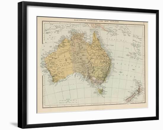 Map Showing Australia Tasmania New Zealand and Neighbouring Islands-null-Framed Photographic Print