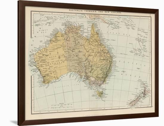 Map Showing Australia Tasmania New Zealand and Neighbouring Islands-null-Framed Photographic Print