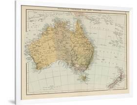 Map Showing Australia Tasmania New Zealand and Neighbouring Islands-null-Framed Premium Photographic Print