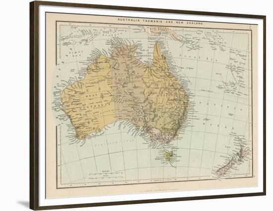 Map Showing Australia Tasmania New Zealand and Neighbouring Islands-null-Framed Premium Photographic Print