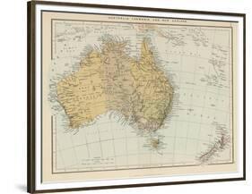 Map Showing Australia Tasmania New Zealand and Neighbouring Islands-null-Framed Premium Photographic Print