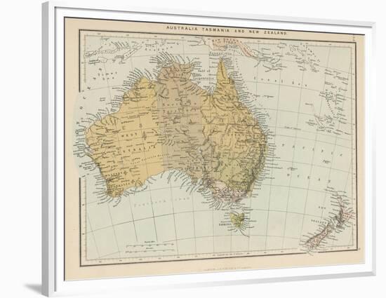 Map Showing Australia Tasmania New Zealand and Neighbouring Islands-null-Framed Premium Photographic Print