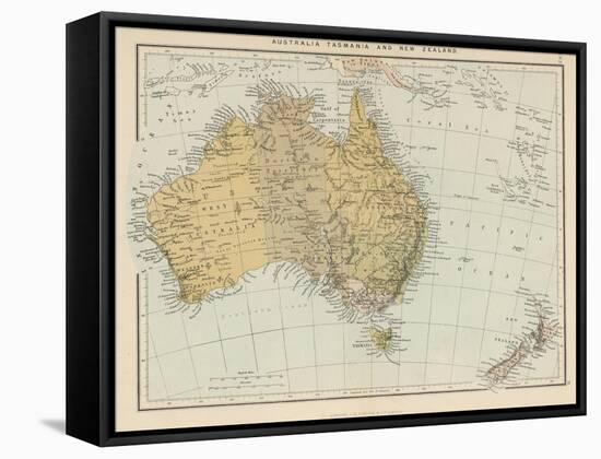 Map Showing Australia Tasmania New Zealand and Neighbouring Islands-null-Framed Stretched Canvas