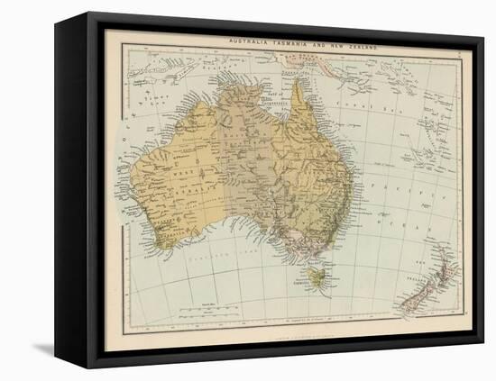 Map Showing Australia Tasmania New Zealand and Neighbouring Islands-null-Framed Stretched Canvas