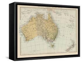 Map Showing Australia Tasmania New Zealand and Neighbouring Islands-null-Framed Stretched Canvas