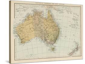 Map Showing Australia Tasmania New Zealand and Neighbouring Islands-null-Stretched Canvas