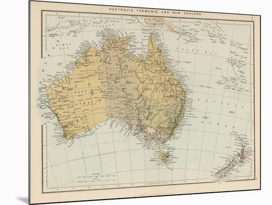 Map Showing Australia Tasmania New Zealand and Neighbouring Islands-null-Mounted Photographic Print