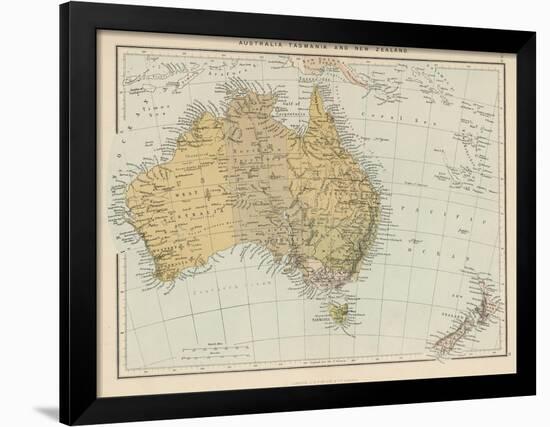 Map Showing Australia Tasmania New Zealand and Neighbouring Islands-null-Framed Photographic Print