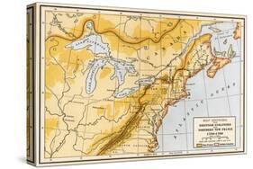 Map Showing British Colonies and Northern New France during the French and Indian War, c.1750-null-Stretched Canvas