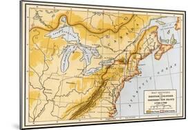 Map Showing British Colonies and Northern New France during the French and Indian War, c.1750-null-Mounted Giclee Print