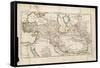 Map Showing His Expedition into Asia-null-Framed Stretched Canvas