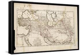Map Showing His Expedition into Asia-null-Framed Stretched Canvas