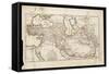 Map Showing His Expedition into Asia-null-Framed Stretched Canvas