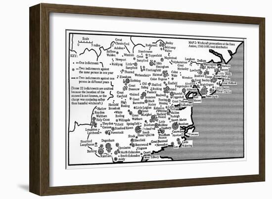 Map Showing Locations of Prosecutions for Witchcraft at Assizes in Essex 1560-1680-English School-Framed Giclee Print