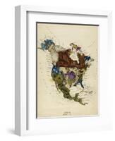 Map Showing North America As a Collection Of Fairy Tale Characters.-Lilian Lancaster-Framed Giclee Print