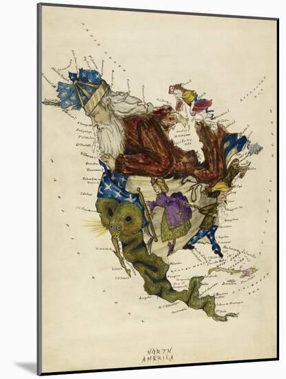 Map Showing North America As a Collection Of Fairy Tale Characters.-Lilian Lancaster-Mounted Giclee Print