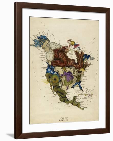 Map Showing North America As a Collection Of Fairy Tale Characters.-Lilian Lancaster-Framed Giclee Print