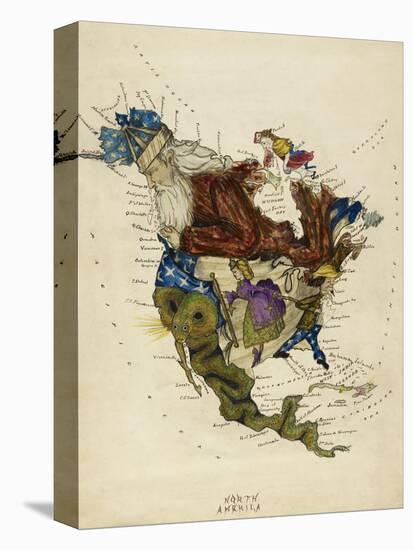 Map Showing North America As a Collection Of Fairy Tale Characters.-Lilian Lancaster-Stretched Canvas