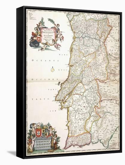 Map Showing Portugal, C.1680-Frederik de Wit-Framed Stretched Canvas