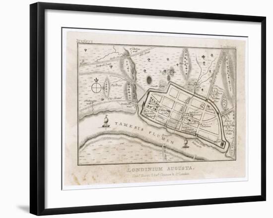 Map Showing Roman London (Londinium) with Its Grid of Straight Roads-null-Framed Photographic Print