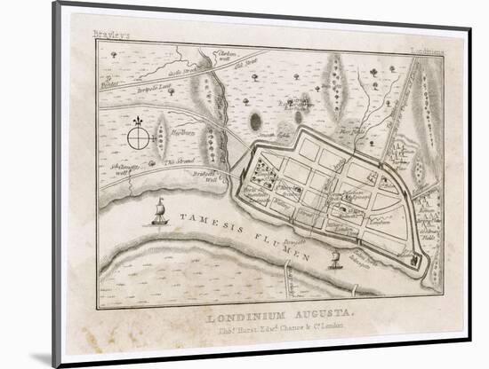 Map Showing Roman London (Londinium) with Its Grid of Straight Roads-null-Mounted Photographic Print