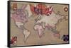 Map Showing the British Empire with Flags and Coats of Arms-null-Framed Stretched Canvas