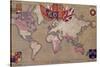 Map Showing the British Empire with Flags and Coats of Arms-null-Stretched Canvas