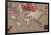 Map Showing the British Empire with Flags and Coats of Arms-null-Framed Giclee Print