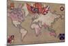 Map Showing the British Empire with Flags and Coats of Arms-null-Mounted Giclee Print