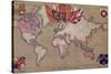 Map Showing the British Empire with Flags and Coats of Arms-null-Stretched Canvas