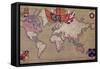 Map Showing the British Empire with Flags and Coats of Arms-null-Framed Stretched Canvas