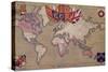 Map Showing the British Empire with Flags and Coats of Arms-null-Stretched Canvas