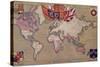 Map Showing the British Empire with Flags and Coats of Arms-null-Stretched Canvas
