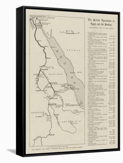 Map Showing the British Operations in Egypt and the Soudan, 1882-1898-null-Framed Stretched Canvas