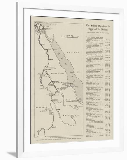 Map Showing the British Operations in Egypt and the Soudan, 1882-1898-null-Framed Giclee Print