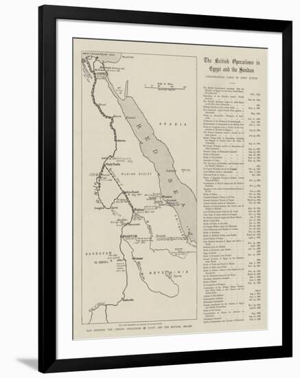 Map Showing the British Operations in Egypt and the Soudan, 1882-1898-null-Framed Giclee Print
