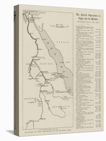 Map Showing the British Operations in Egypt and the Soudan, 1882-1898-null-Stretched Canvas