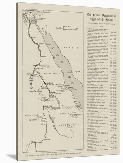 Map Showing the British Operations in Egypt and the Soudan, 1882-1898-null-Stretched Canvas