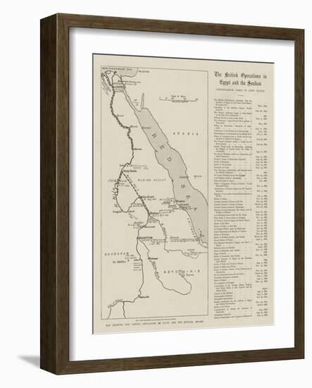 Map Showing the British Operations in Egypt and the Soudan, 1882-1898-null-Framed Giclee Print