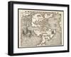 Map Showing the Discoveries by Explorers During the First Half-Century after Columbus-Sebastian Munster-Framed Art Print