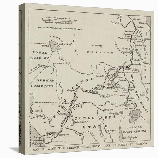 Map Showing the French Expedition's Line of March to Fashoda-null-Stretched Canvas