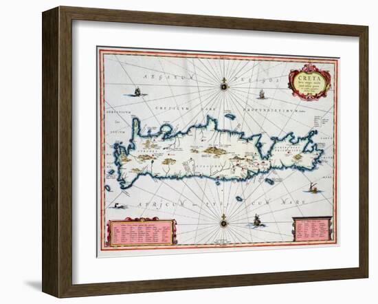 Map Showing the Island of Crete, C.1570-Abraham Ortelius-Framed Giclee Print