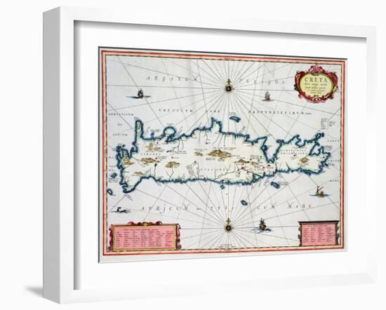 Map Showing the Island of Crete, C.1570-Abraham Ortelius-Framed Giclee Print