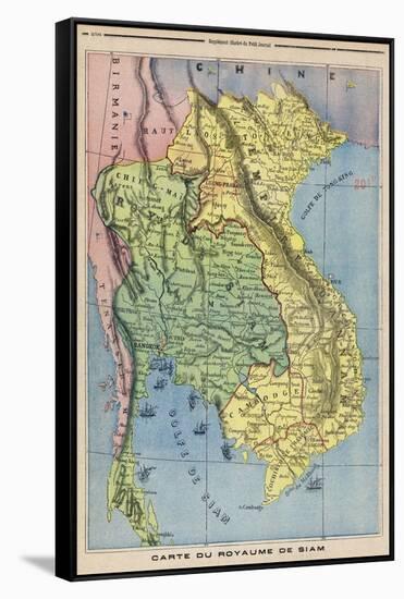 Map Showing the Kingdom of Siam Now Thailand-null-Framed Stretched Canvas
