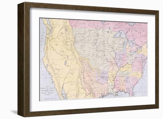 Map Showing the Localities of the Indian Tribes of the Us in 1833-George Catlin-Framed Giclee Print